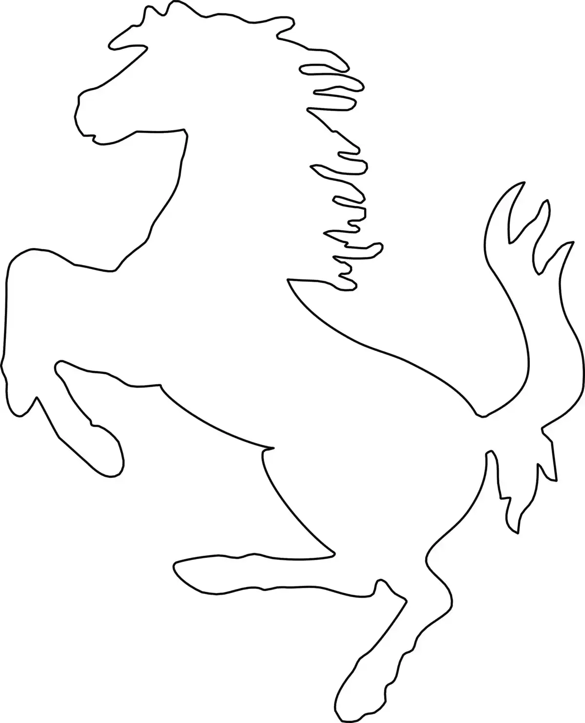 Free Download Coloring PDF, Horse Galloping Silhouette Kids Coloring Pages Pdf